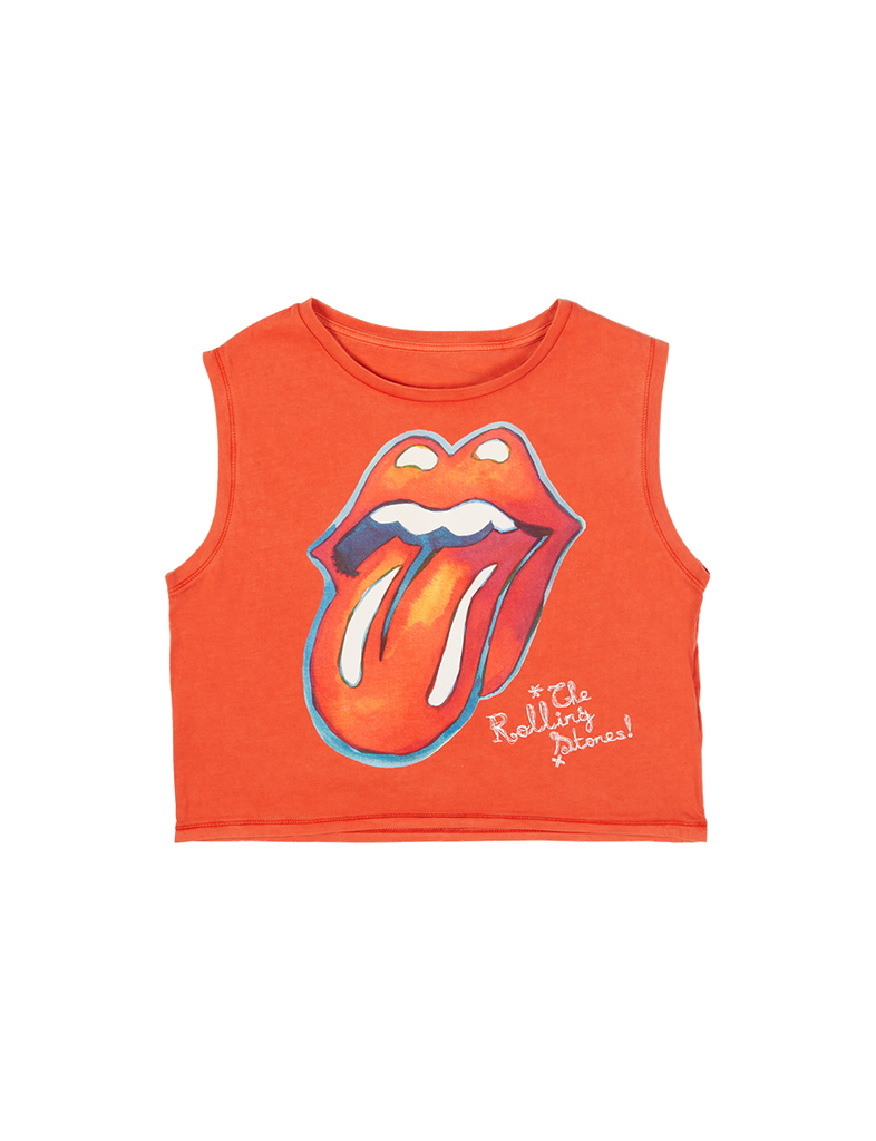 Red Tongue Logo Graphic Print Cropped Vest