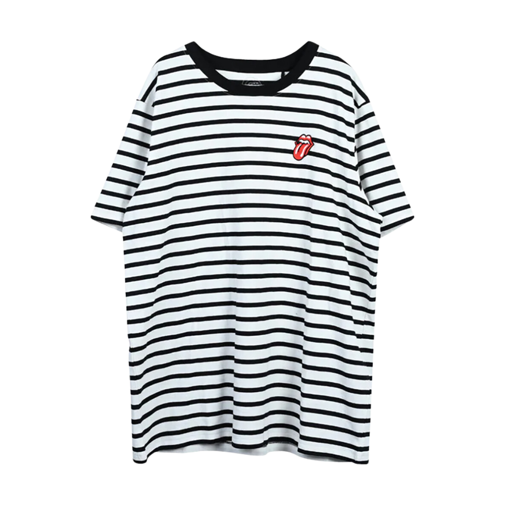 Striped Embroidered Tongue T-Shirt - RS No. 9 Carnaby St. Striped Embroidered Tongue T-Shirt - RS No. 9 Carnaby St.