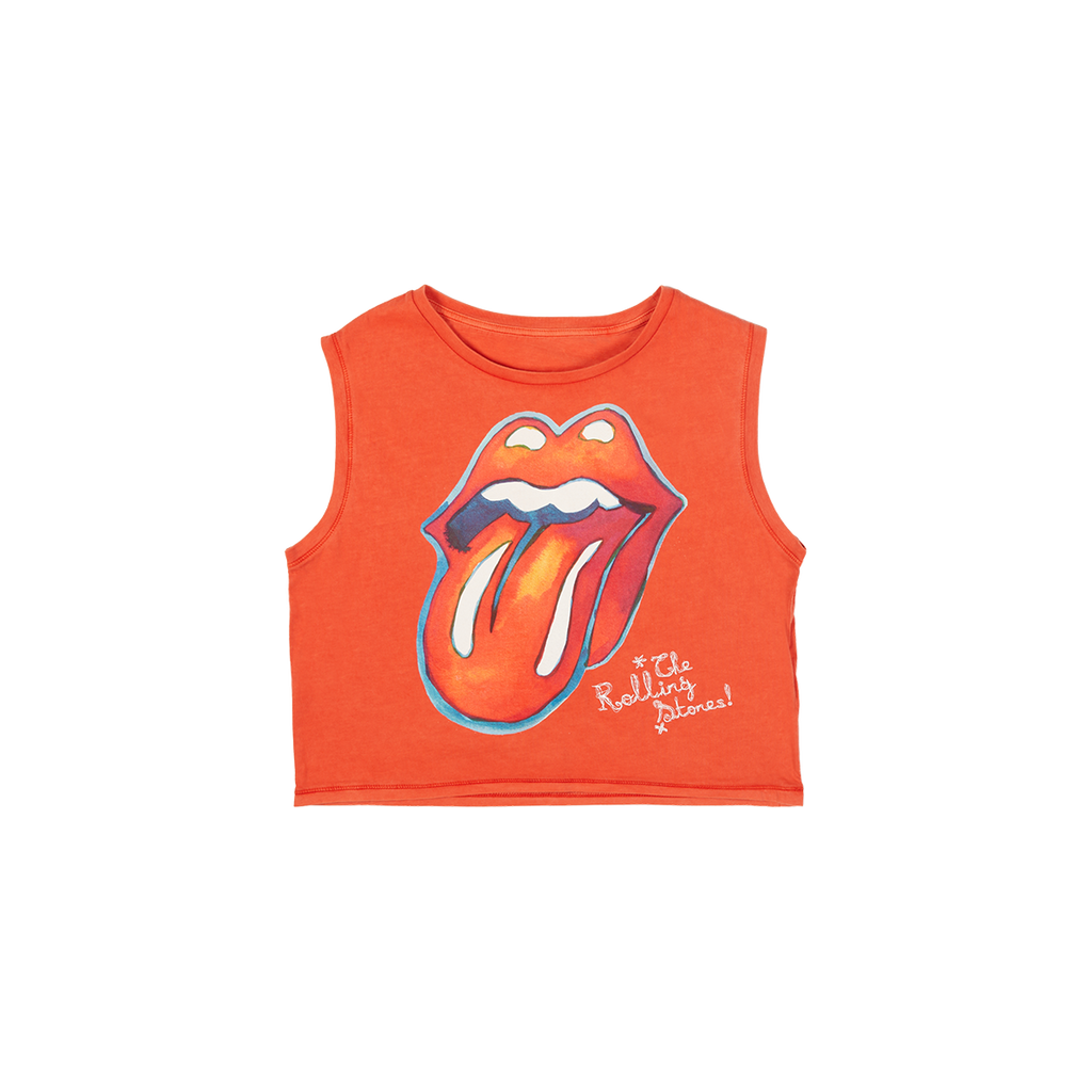Red Tongue Logo Graphic Print Cropped Vest