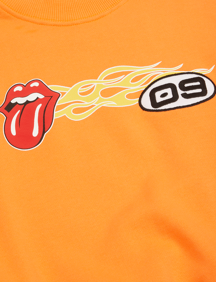 Rolling Stones Flame Logo Cropped Crewneck Front Detail