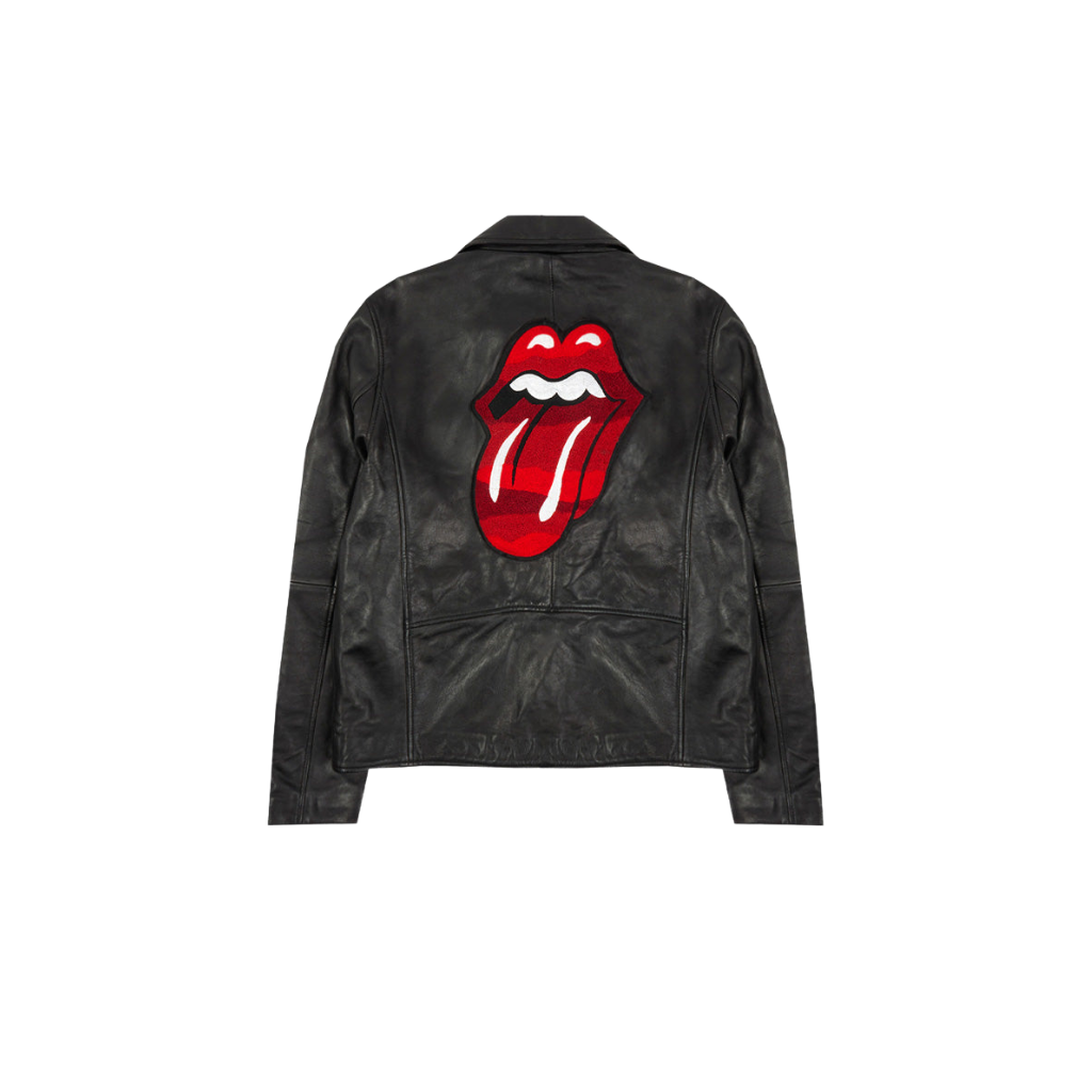 Classic Licks Chenille Logo Premium Leather Jacket Back