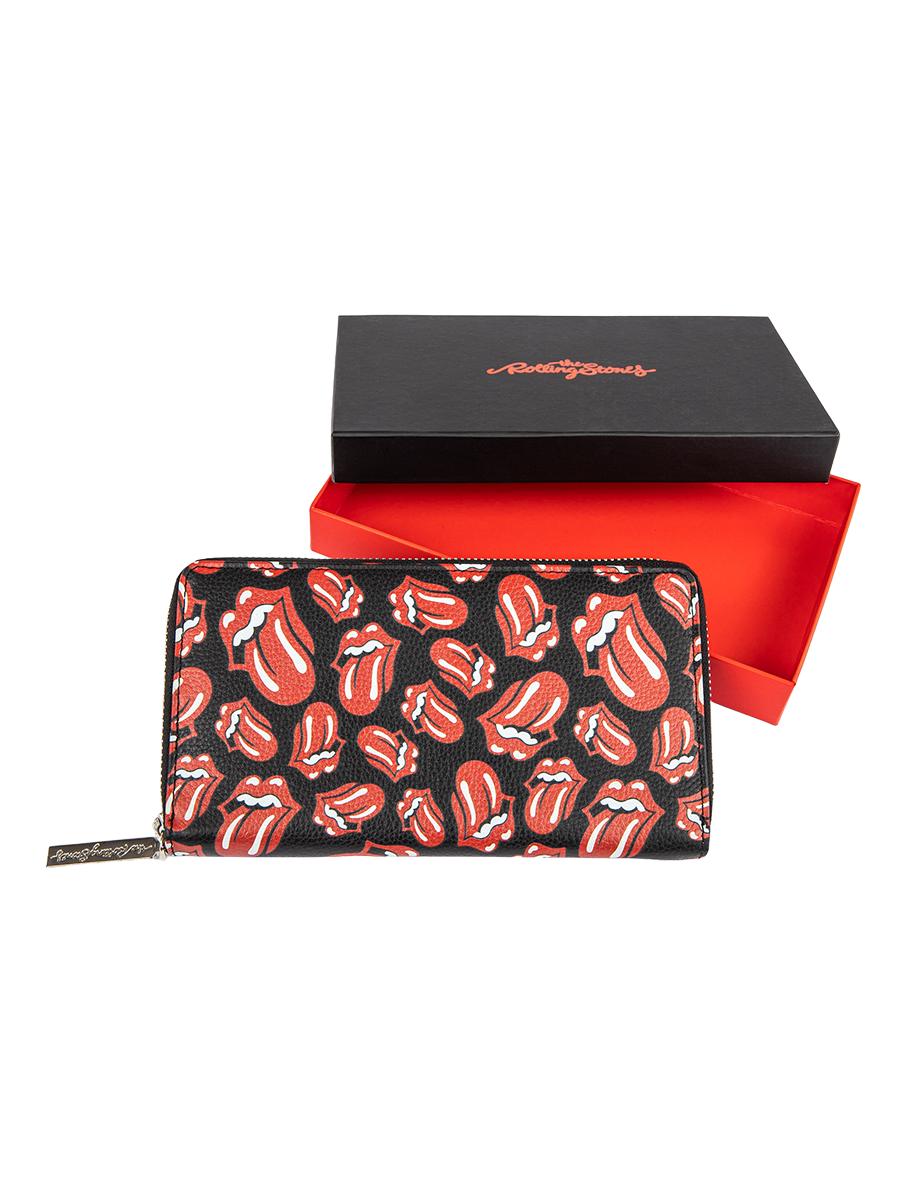 The Rolling Stones x Bugatti All-Over Ladies Zip-Around Wallet w/ Box