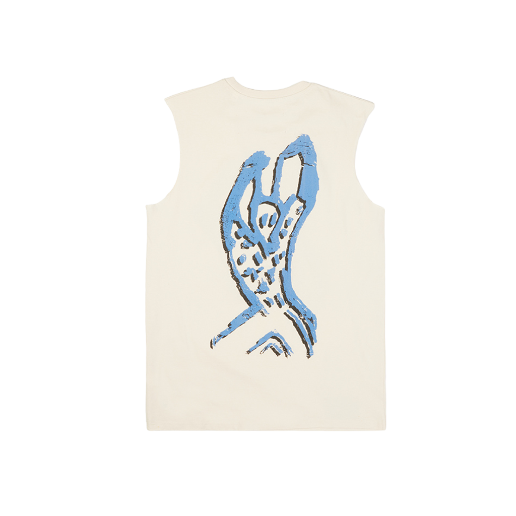 White Spike Tongue Logo Graphic Print Tank Back