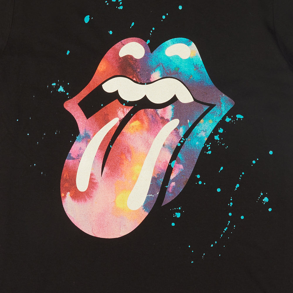 Black Paint Splatter Tongue Logo Graphic Print T-Shirt Front Detail