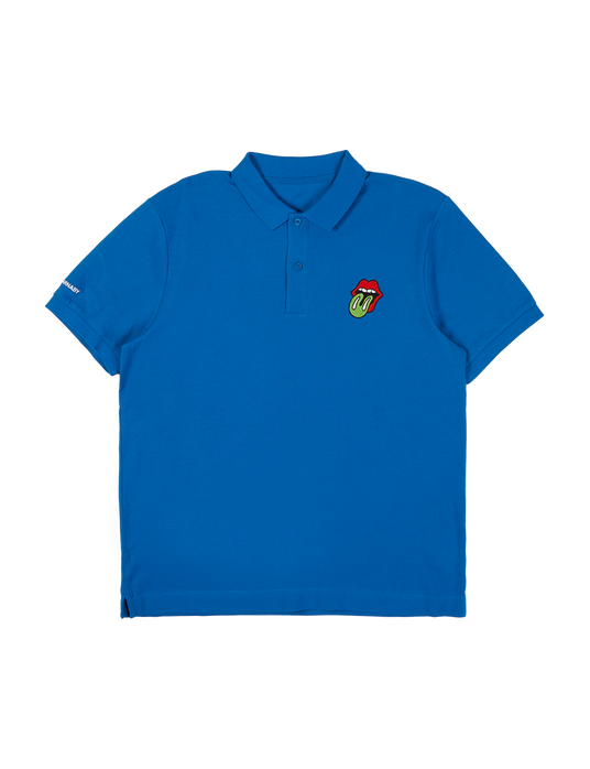 Blue Sticky Fingers Embroidered Tongue Polo Shirt