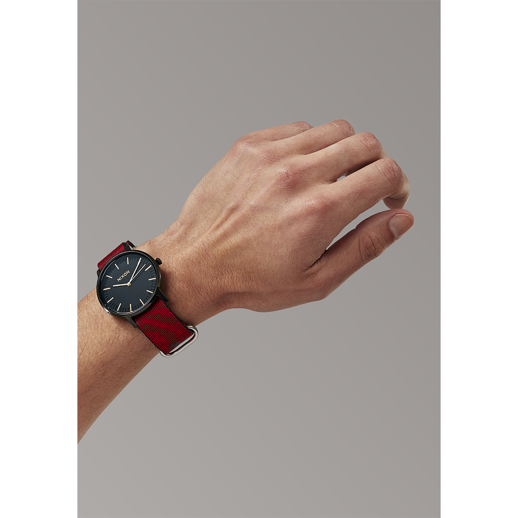 Stones x Nixon 20mm Recycled Nato Band - Red On Wrist 1