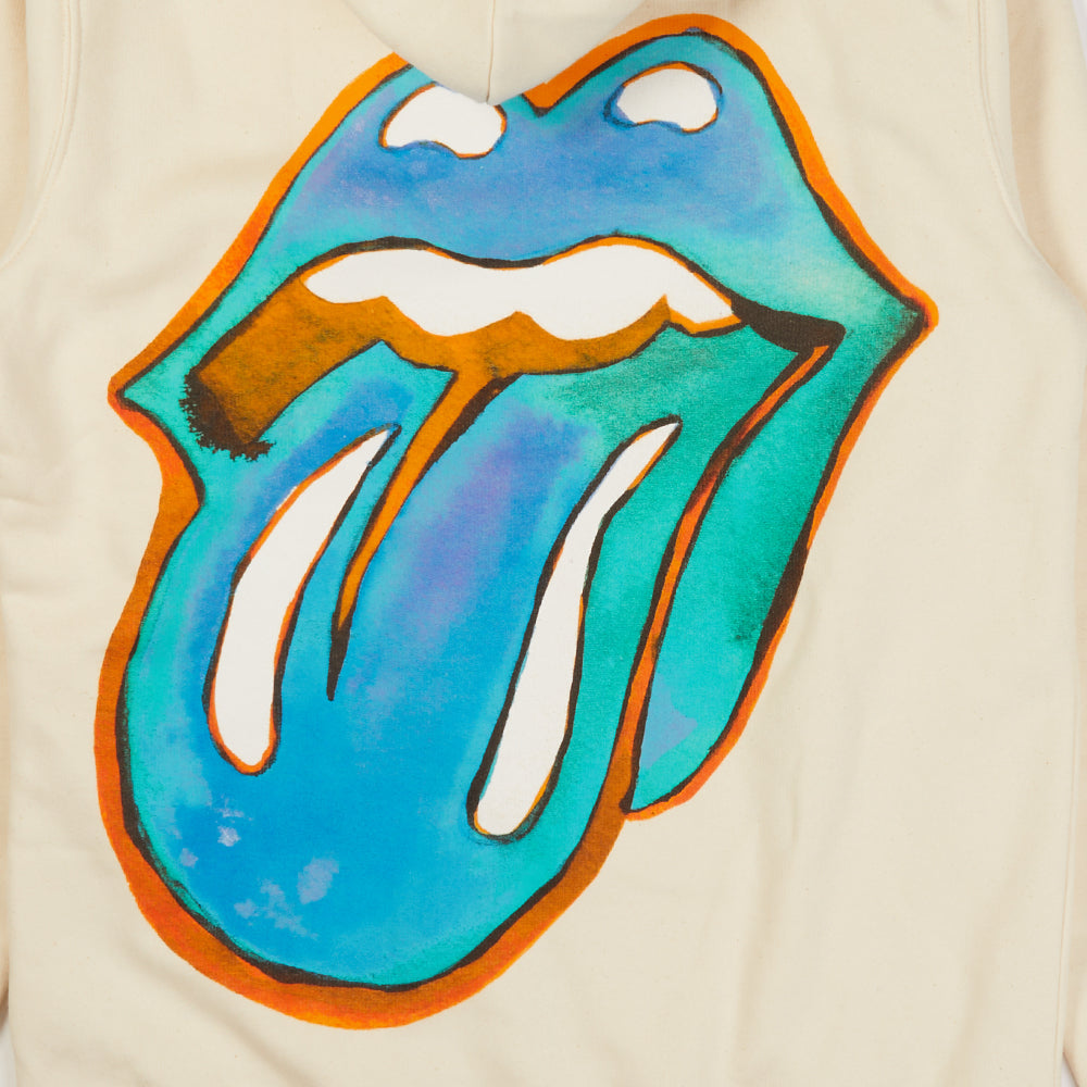 Cream Tongue Logo Graphic Back Print Zip-Up Hoodie Back Detail