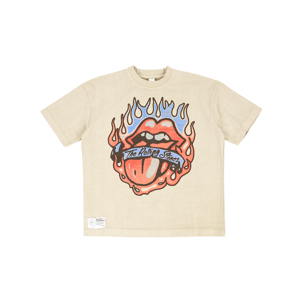 Classic Tongue Logo Flash Art Natural T-Shirt Front