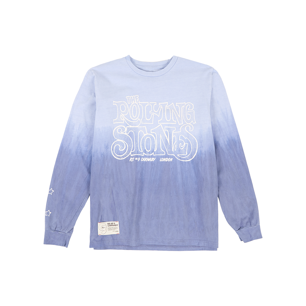 Stones Bubble Logo Tie Dye Blue Longsleeve T-Shirt Front 