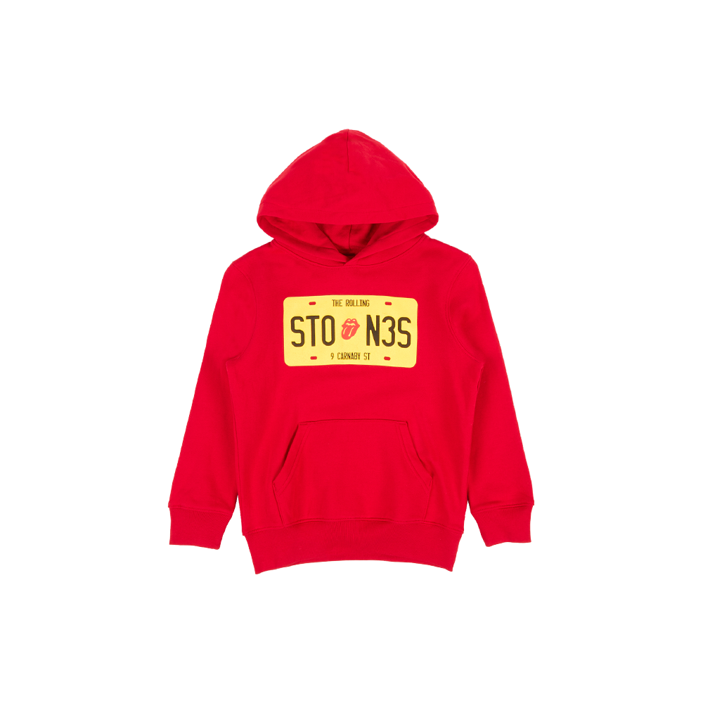 Kids Stones License Plate Red Hoodie Front