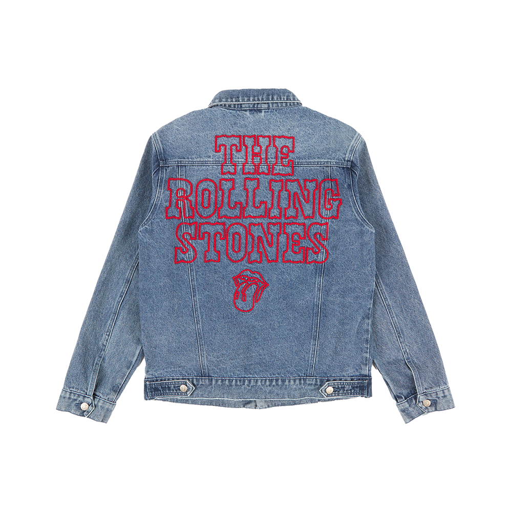 The Rolling Stones Embroidered Washed Denim Jacket Back 