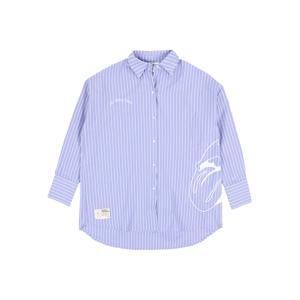 Jumbo Logo Pinstripe Poplin Oversized Shirt Front 