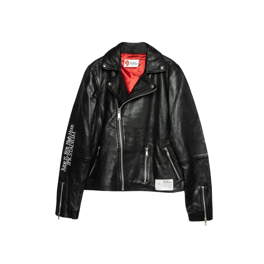 JFK Stadium Rolling Stones Leather Jacket Front