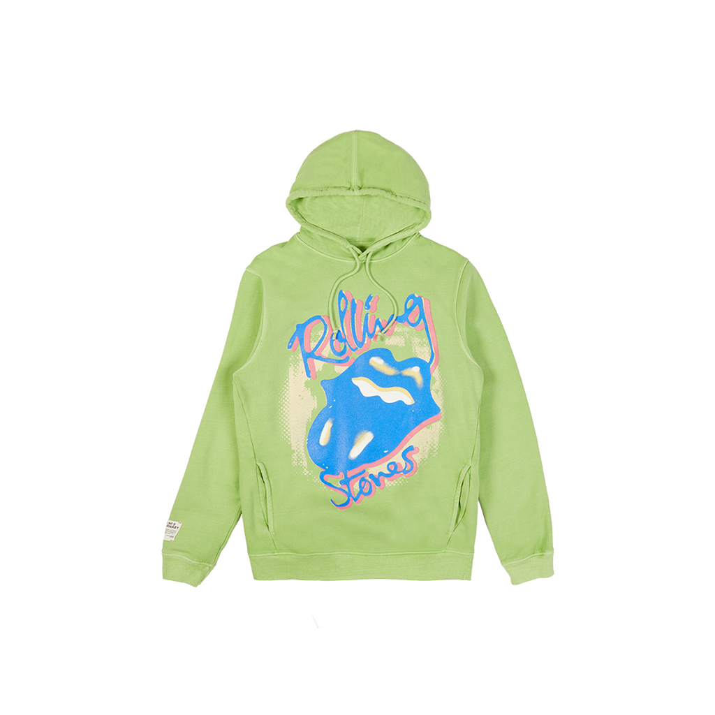 Green 'Rolling Stones' Graphic Print Hoodie