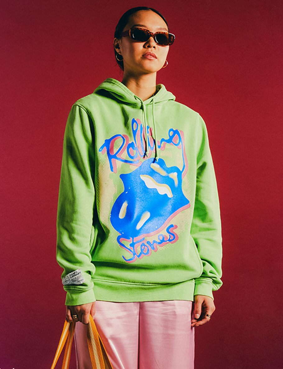 Green Rolling Stones Graphic Print Hoodie RS No. 9 Carnaby St