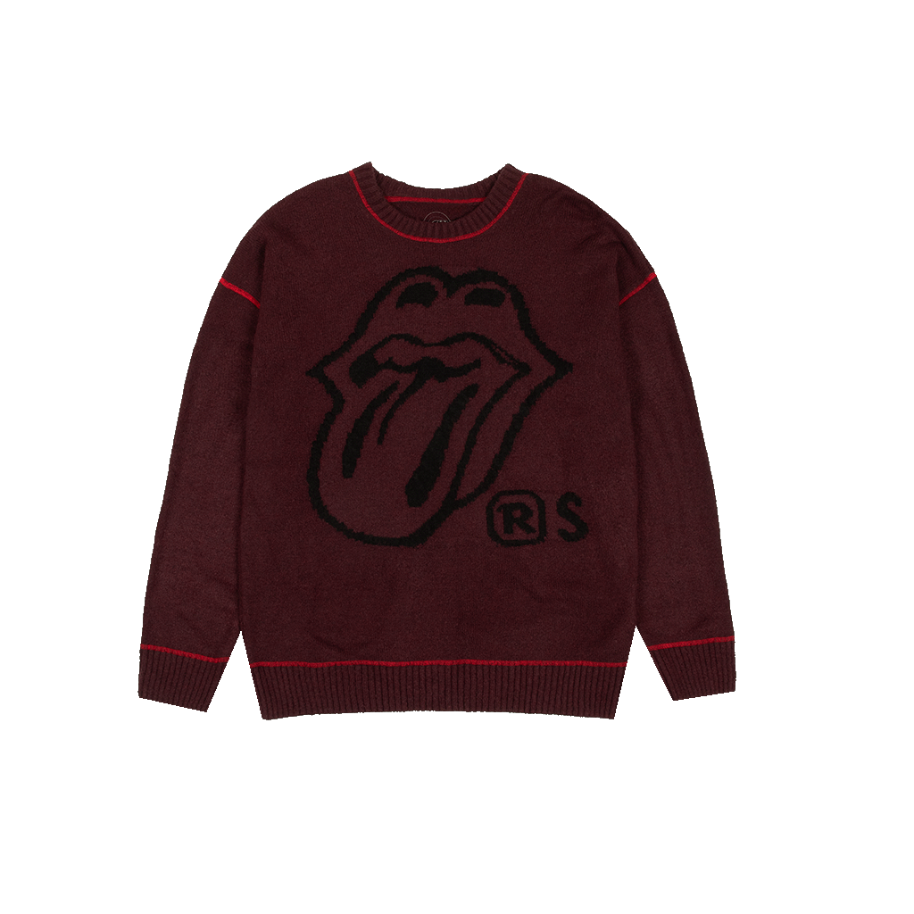 JUMBO INTARSIA TONGUE BURGUNDY SWEATER