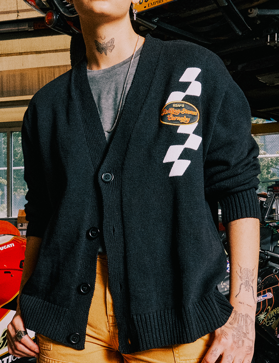 Stones Racing Logo Cardigan Model Front