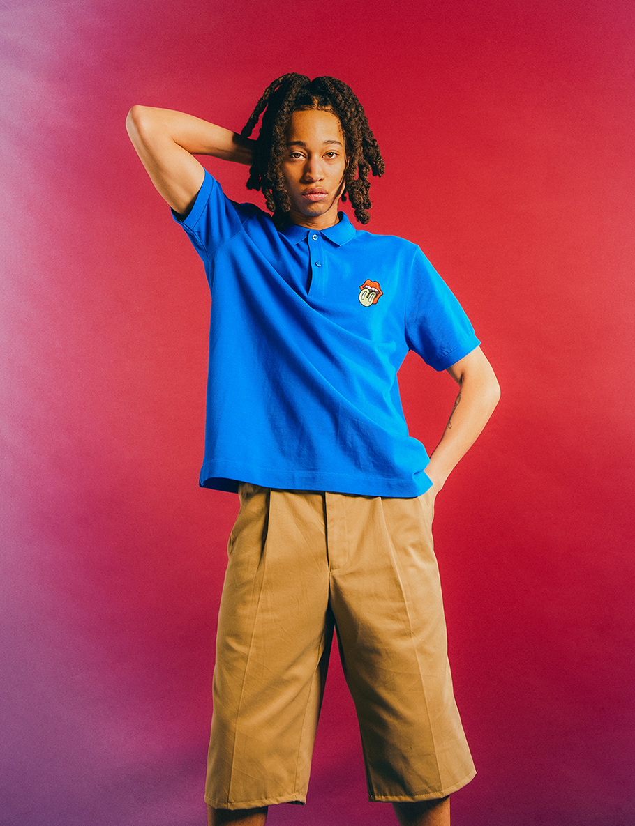 Blue Sticky Fingers Embroidered Tongue Polo Shirt