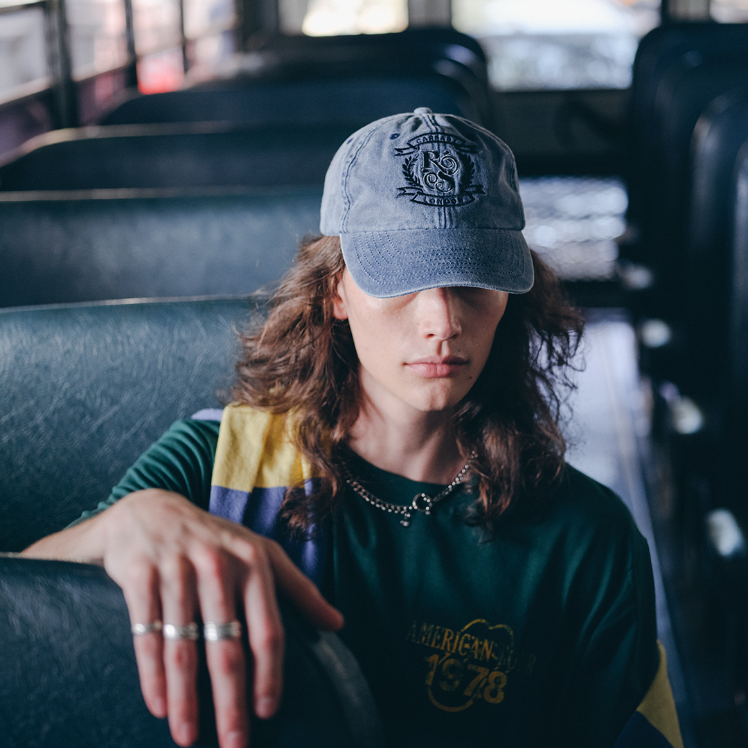 RS No. 9 Faded Blue Crest Hat Model