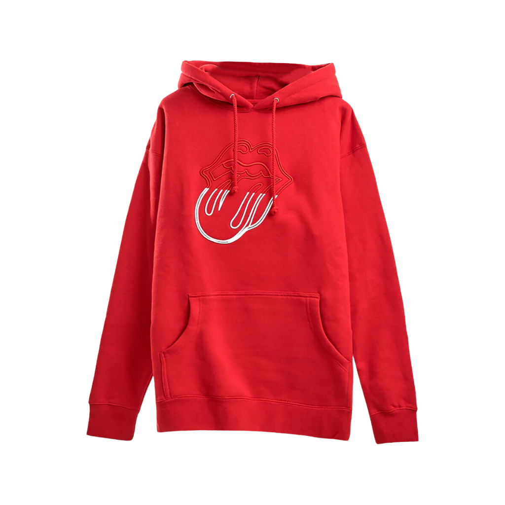 Stones Red Embroidered Circle Tongue Hoodie