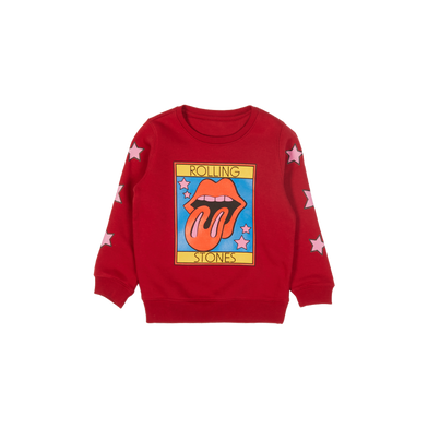 Kids Red 'Rolling Stones' Graphic Print Crewneck