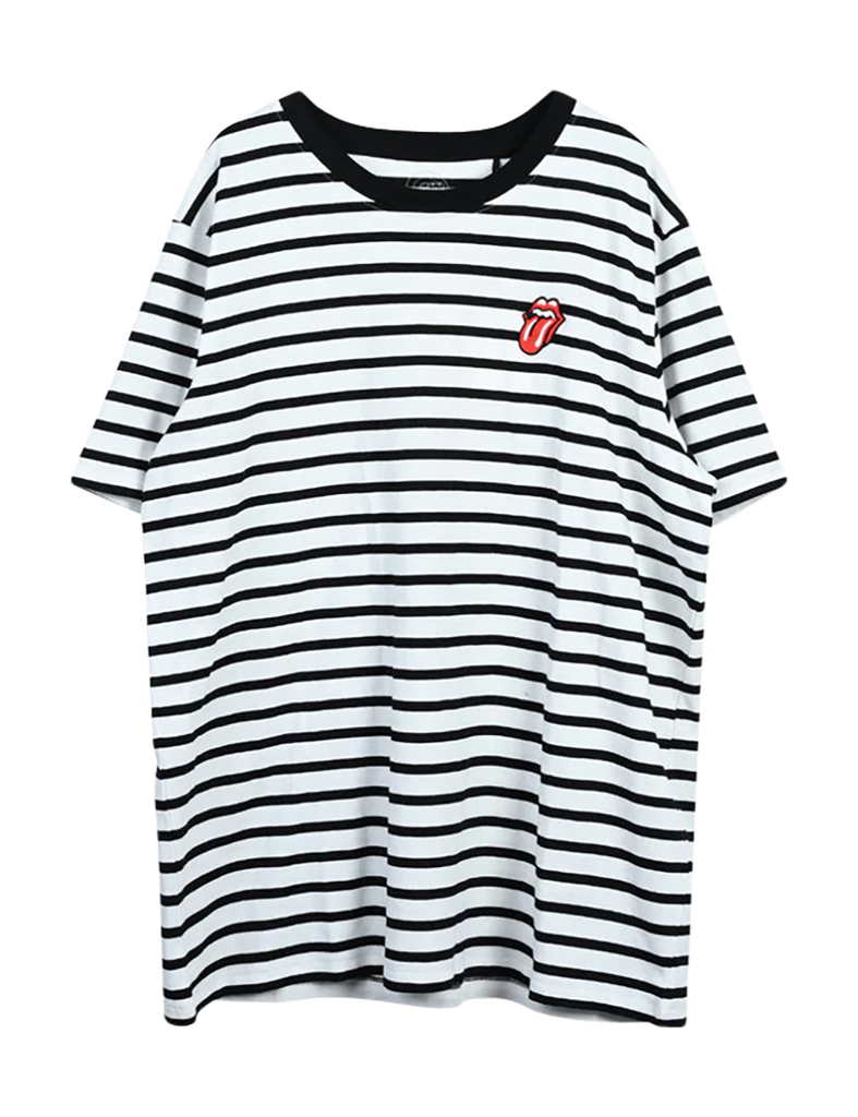 Striped Embroidered Tongue T-Shirt