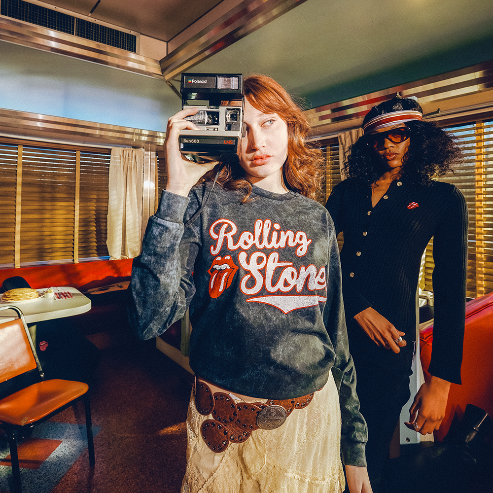 Rolling Stones '78 Heavy Wash Black Longsleeve T-Shirt Lifestyle Shot 2