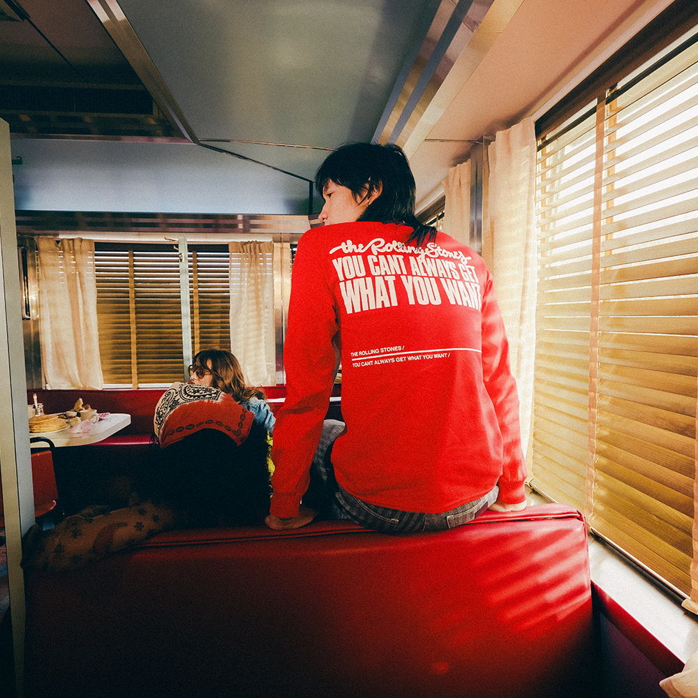 You Can't Always Get What You Want Red Longsleeve T-Shirt Lifestyle Shot 2 