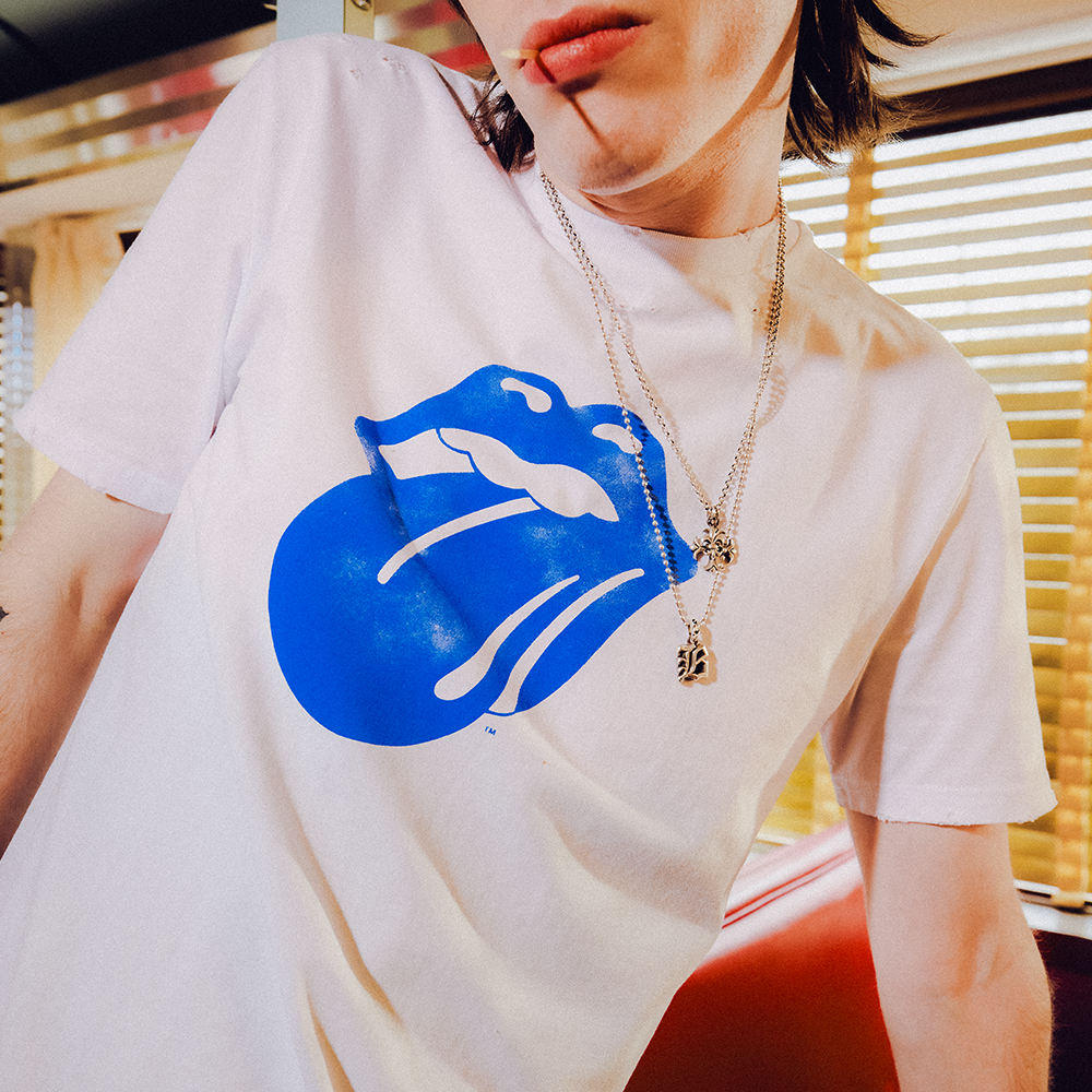 Blue & Lonesome Distressed Washed White T-Shirt Lifestyle Shot 3 