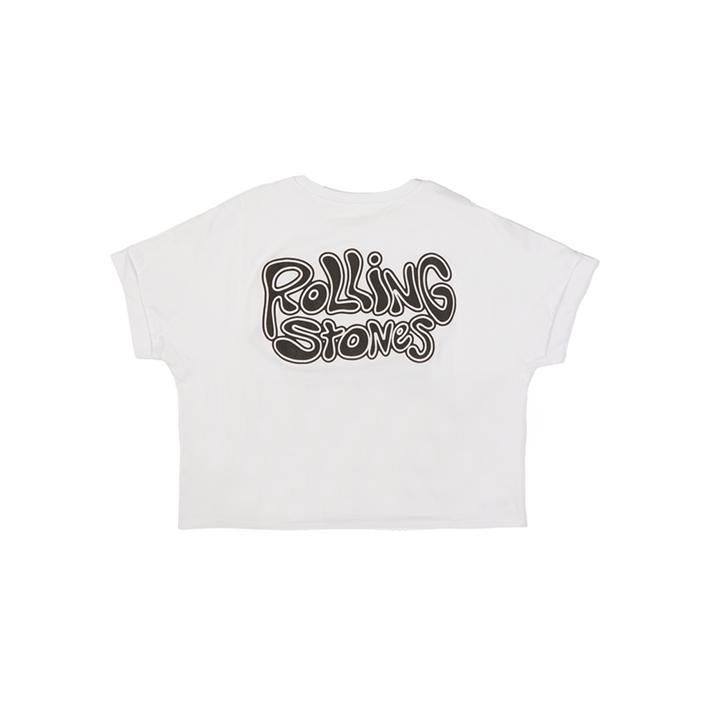 White Tongue Logo Puff Print Boxy T-Shirt Back