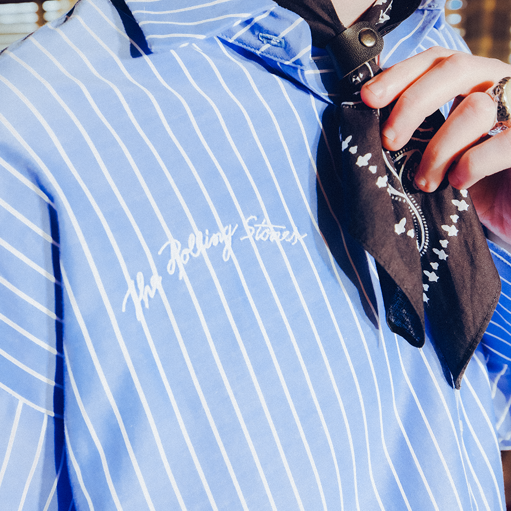 Jumbo Logo Pinstripe Poplin Oversized Shirt - RS No. 9 Jumbo Logo Pinstripe Poplin Oversized Shirt - RS No. 9