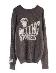 Vintage Rolling Stones Logo Cable Knit Sweater