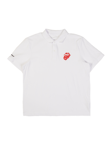 White Psychedelic Embroidered Tongue Polo Shirt