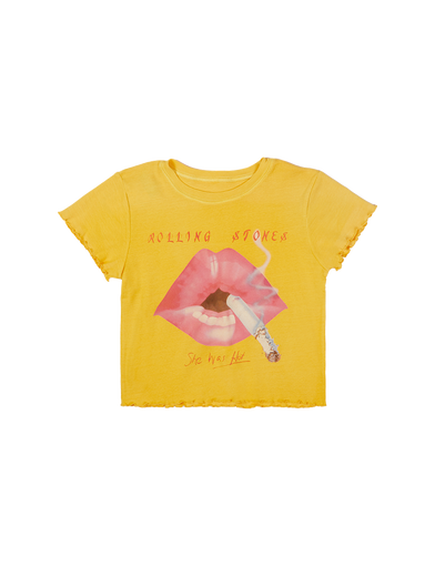 Yellow Lips Graphic Print Baby Tee