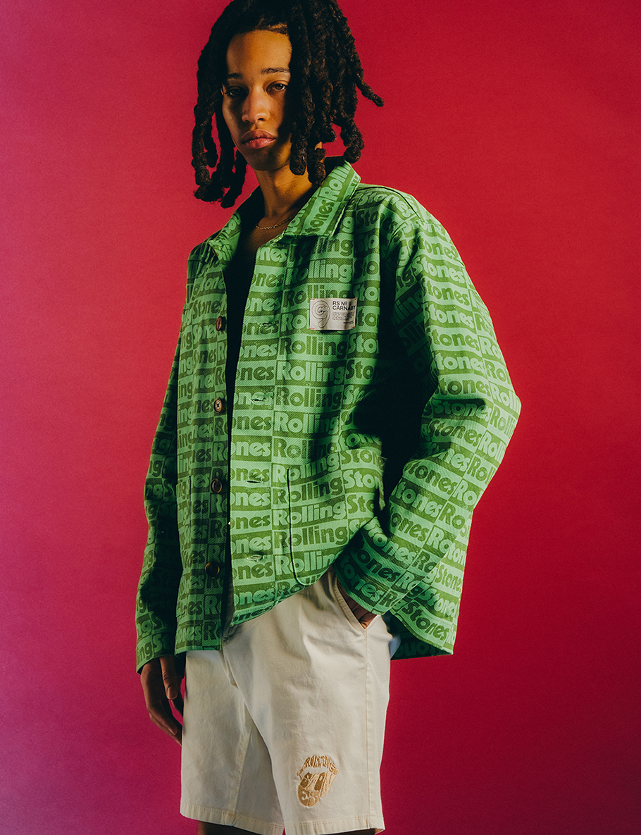 Green All Over Print Overshirt Lifestyle 1