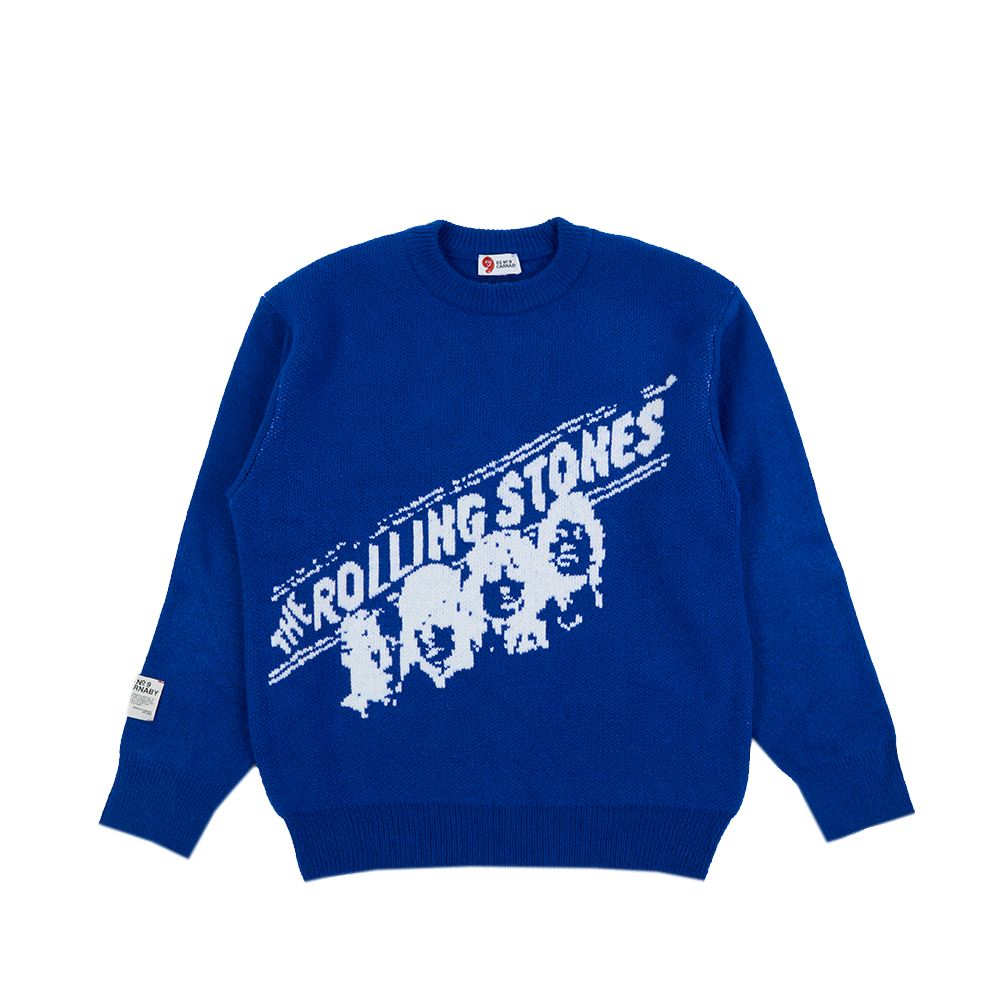 Welcome The Rolling Stones Knit Blue Sweater Front 