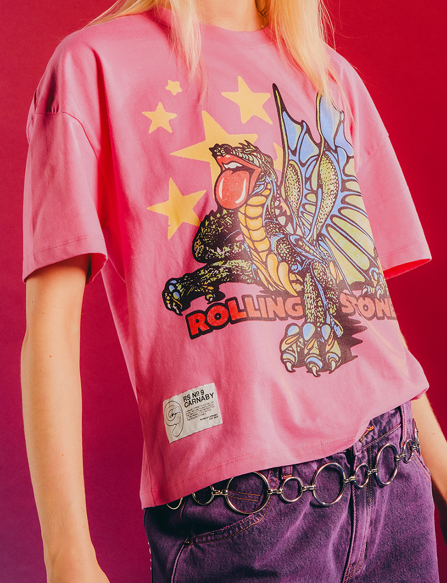 Pink Dragon Graphic Print Boxy T-Shirt