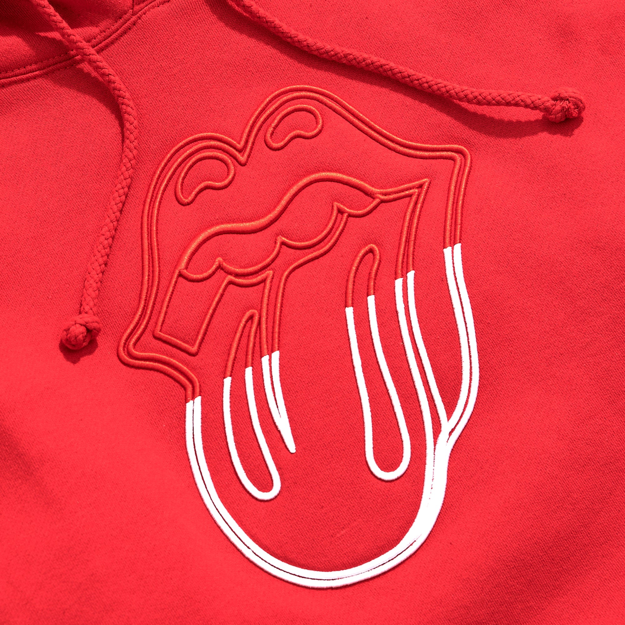 Stones Red Embroidered Circle Tongue Hoodie Detail 2