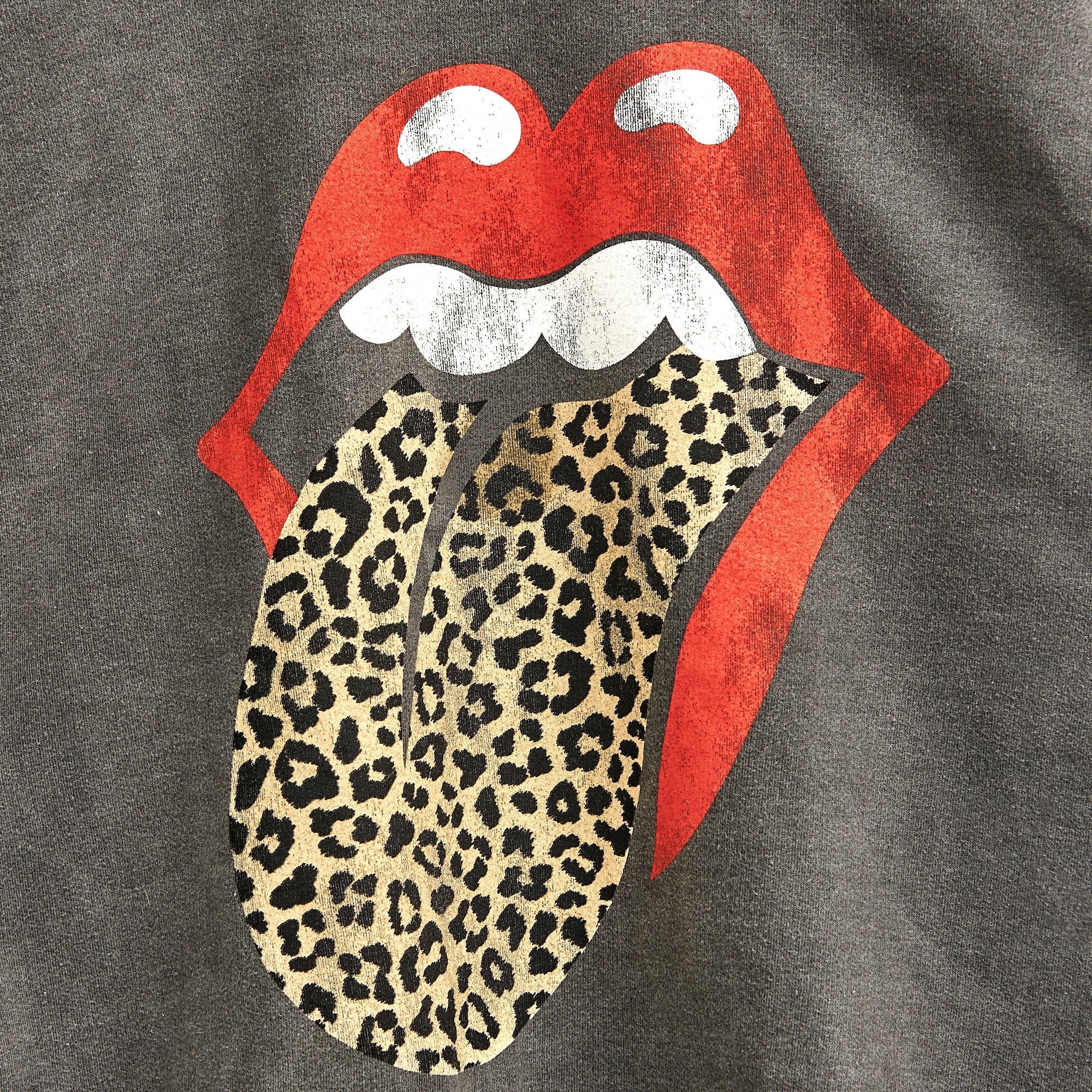 Leopard Tongue Washed Crewneck Front Graphic Detail