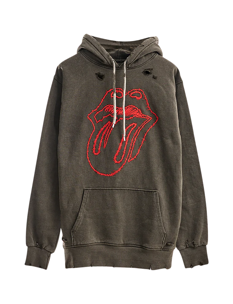 No. 9 Embroidered Sketch Tongue Distressed Hoodie – RS No. 9