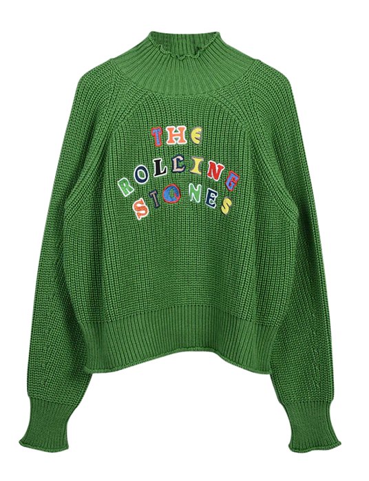 Ribbed Roll Neck Embroidered Sweater