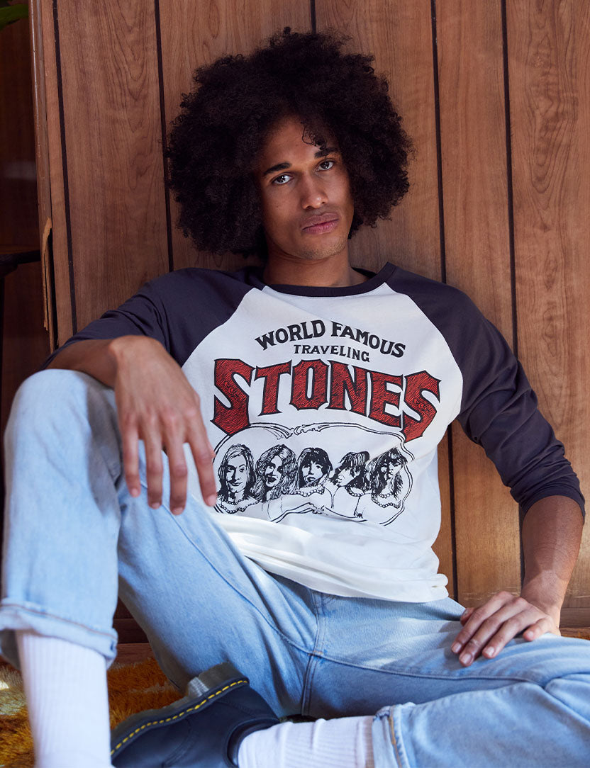 World Famous Print Raglan Longsleeve Shirt Model Shot 1