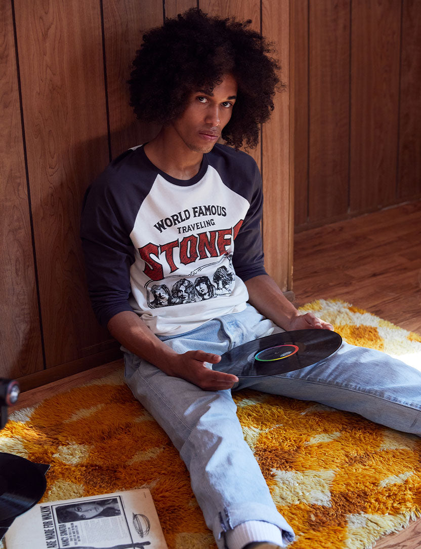 World Famous Print Raglan Longsleeve Shirt Model Shot 2