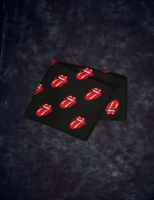 Soloist x Stones Black and Red Lips Silk Twill Scarf