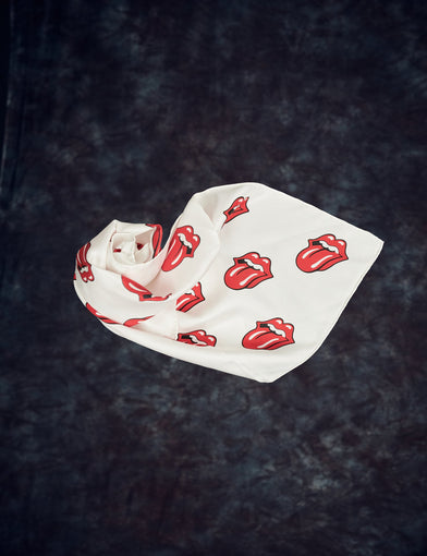 Soloist x Stones White and Red Lips Silk Twill Scarf