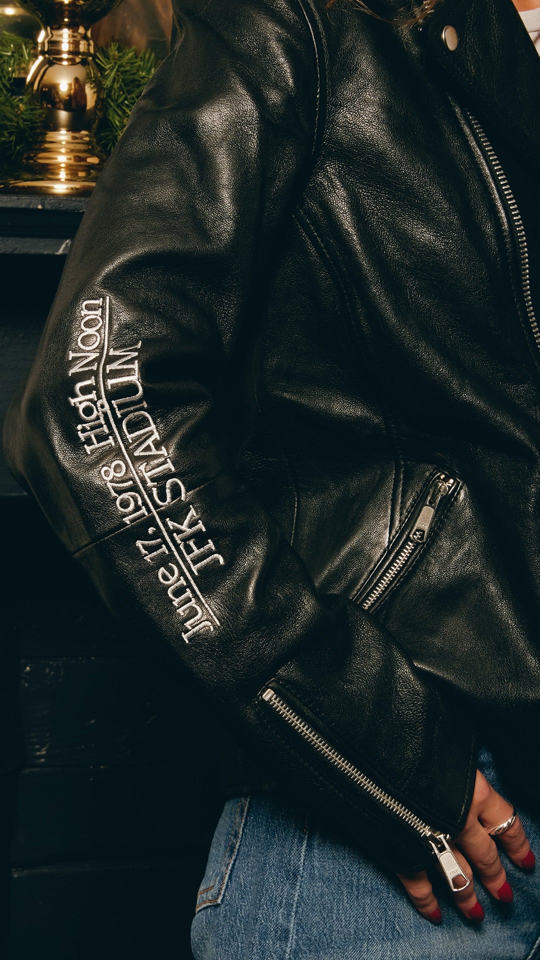 JFK Stadium Rolling Stones Leather Jacket Sleeve Detail