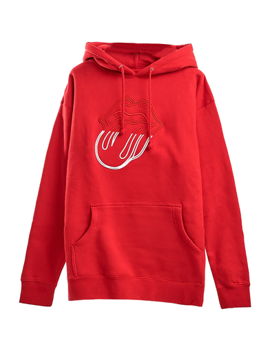 Stones Red Embroidered Circle Tongue Hoodie